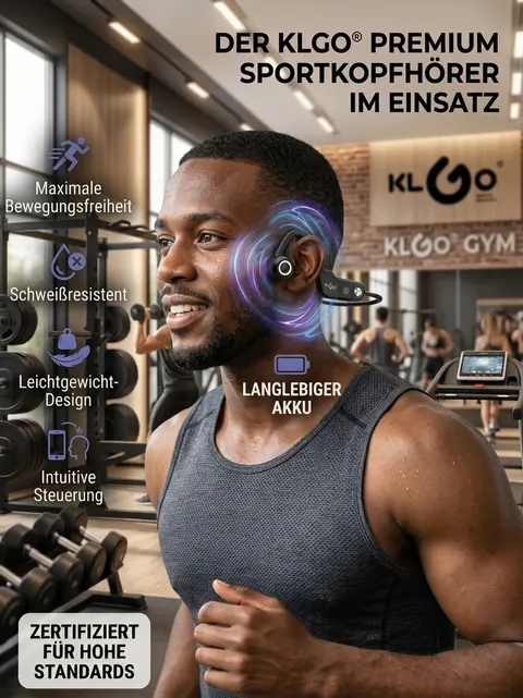 Bluetooth Kopfhörer Sport Nackenbügel Air Conduction Bluetooth 5.3 8h Akku KLGO &ndash; Bild 3