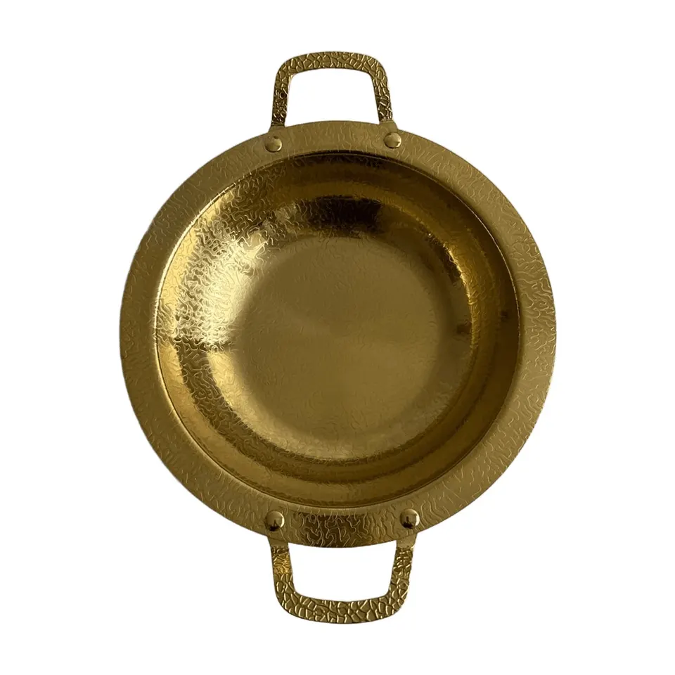 Edelstahl Servierschale mit Henkeln innen 24 cm Gold Xani Schale Obstschale