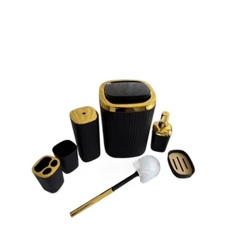 Badezimmer Zubehör Set 6-teilig Loginis Hellblau Schwarz Weiß Kunststoff modern – Bild 7
