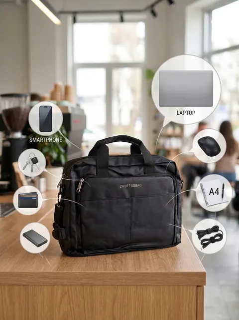ZHUIFENGBAO Laptoptasche Business-Organizer schwarz A4 Laptop Rucksack – Bild 3
