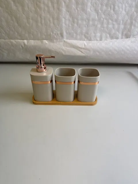 Badezimmer Zubehör Set 3-teilig Kunststoff Badzubehör Mehrfarbig Mei Qi Xani &ndash; Bild 4