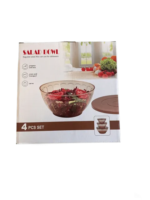 Salatschüssel 4er Set mit Deckel Kunststoff Grün transparent Schüsseln Küche – Bild 5