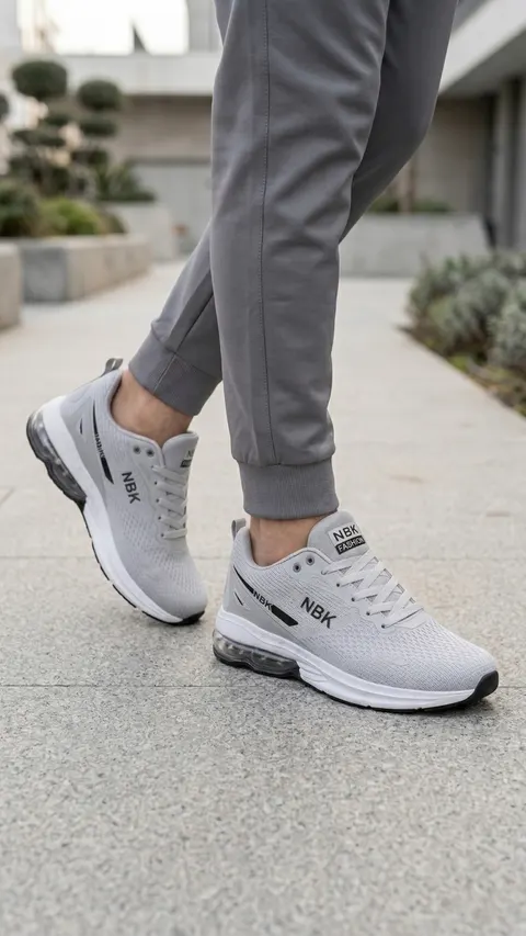 Herren Sneaker NBK Grau Mesh Laufschuhe Sportschuhe Freizeitschuhe Schnürung – Bild 7