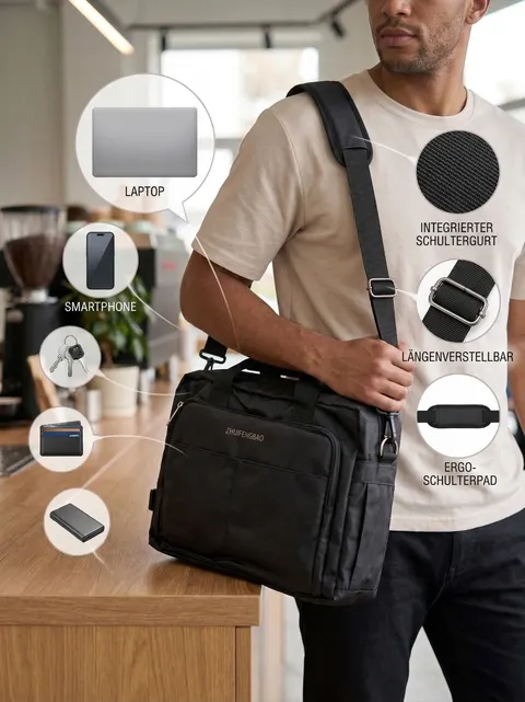 ZHUIFENGBAO Laptoptasche Business-Organizer schwarz A4 Laptop Rucksack – Bild 5