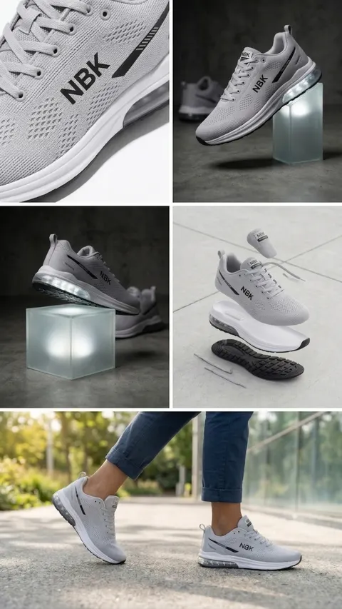 Herren Sneaker NBK Grau Mesh Laufschuhe Sportschuhe Freizeitschuhe Schnürung – Bild 8