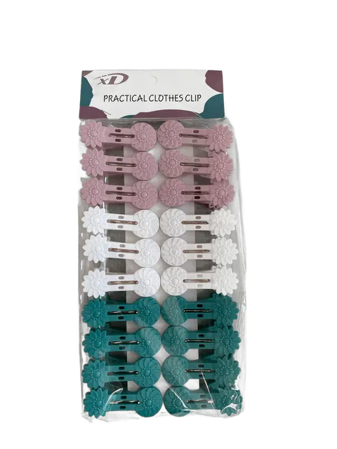 Wäscheklammern Kunststoff Doppelpack 2 x 20 Stück 40 Klammern mit Blumenmotiv
