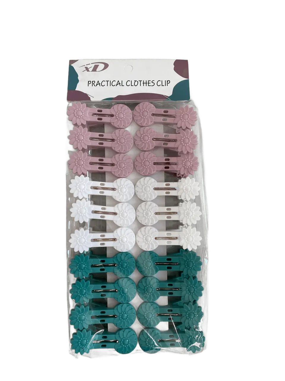 Wäscheklammern Kunststoff Doppelpack 2 x 20 Stück 40 Klammern mit Blumenmotiv