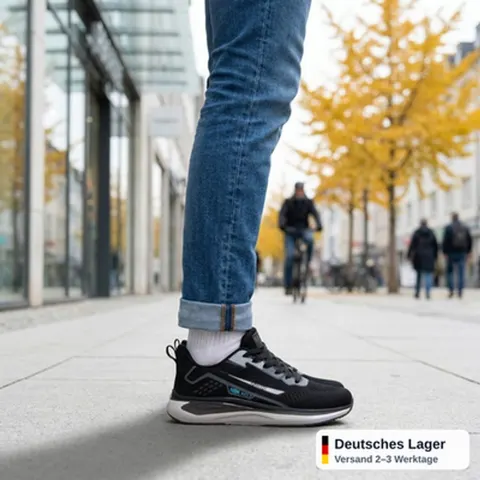 Herren Sneaker Schwarz Sportschuhe Laufschuhe Mesh leicht atmungsaktiv NBK NO.1 &ndash; Bild 5
