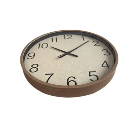 Wanduhr Groß 39cm Holzrahmen Leinen Optik Lautlos Wohnzimmer Modern Design – Bild 6
