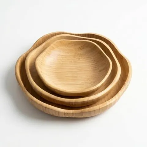 Holzschalen 3er Set Blütenform stapelbar Obstschale Natur 15/20/25cm Xani