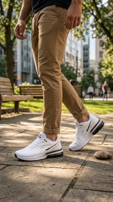 Sneaker NBK White Edition Weiß Schwarz Sportschuhe Mesh atmungsaktiv Dämpfung &ndash; Bild 7