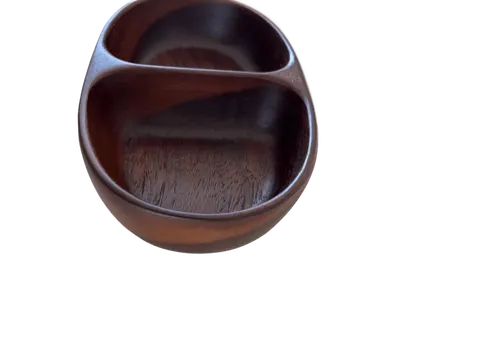 Holzschale mit 2 Fächern Akazienholz oval Servierschale für Snacks und Dips – Bild 4