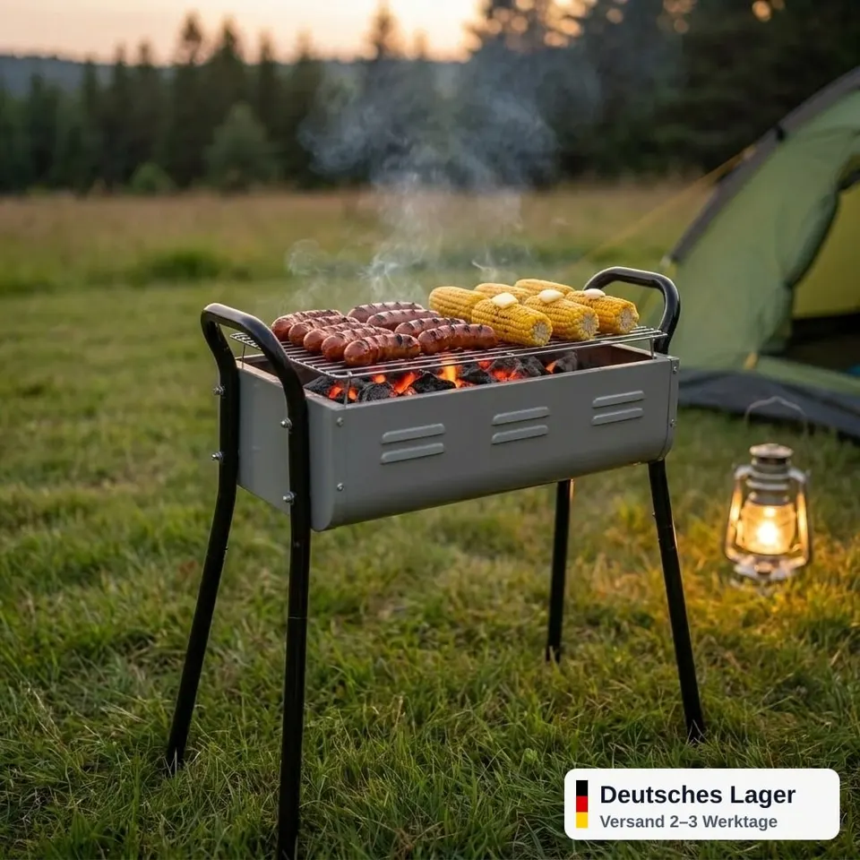 Holzkohlegrill Standgrill 56 x 25 x 57 cm Metall Grau Schwarz BBQ Garten