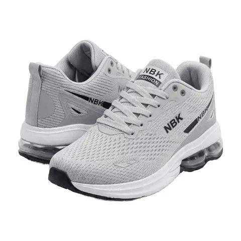 Herren Sneaker NBK Grau Mesh Laufschuhe Sportschuhe Freizeitschuhe Schnürung