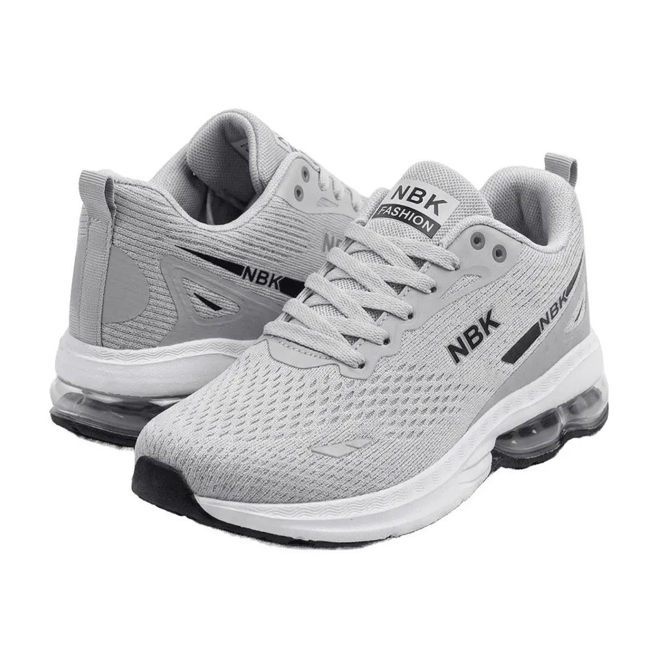 Herren Sneaker NBK Grau Mesh Laufschuhe Sportschuhe Freizeitschuhe Schnürung