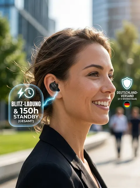 Bluetooth Kopfhörer In Ear Bluetooth 5.3 LED-Ladecase Touch Schwarz KLGO HK-90BL – Bild 3