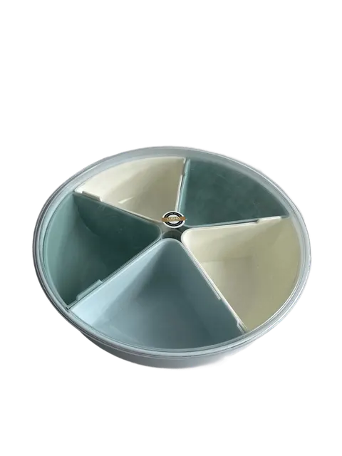 Servierplatte rund 5 Fächer Snackschale mit Deckel Blau 28,5 cm Kunststoff – Bild 3