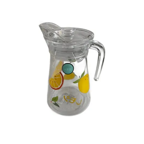 Wasserkrug Glas 1,3 L mit Deckel + 6 Trinkbecher 260 ml Set Zitronen-Motiv – Bild 8