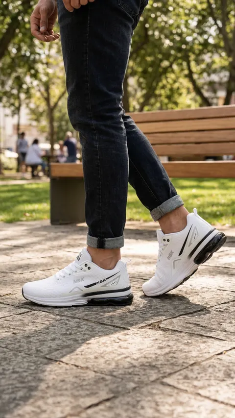 Sneaker NBK White Edition Weiß Schwarz Sportschuhe Mesh atmungsaktiv Dämpfung &ndash; Bild 6