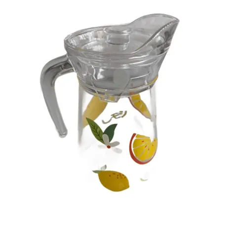 Wasserkrug Glas 1,3 L mit Deckel + 6 Trinkbecher 260 ml Set Zitronen-Motiv – Bild 10