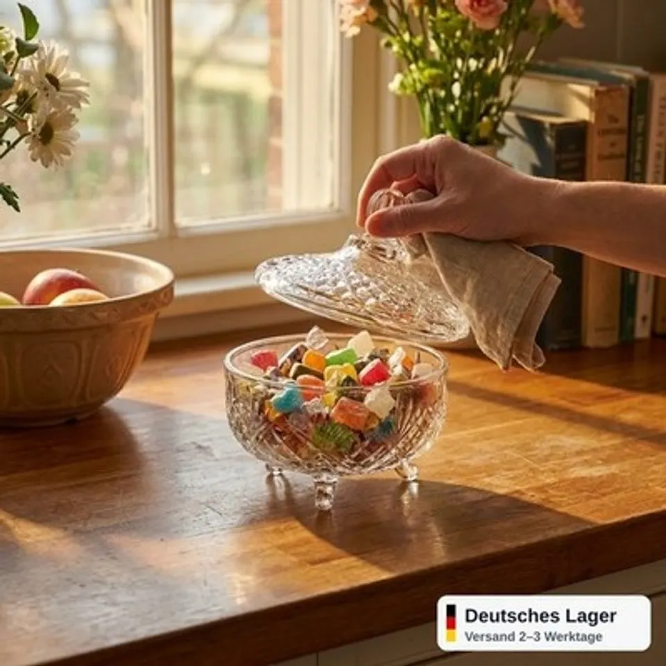 Zuckerdose Glas mit Deckel 260 ml Bonbonglas Vorratsglas Gewürzdose transparent