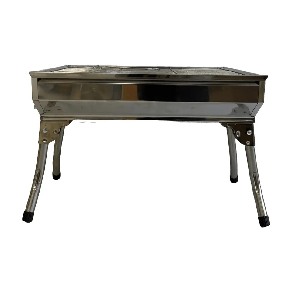 Holzkohlegrill Edelstahl tragbar Tischgrill Grillfläche 42 x 28 cm BBQ Camping