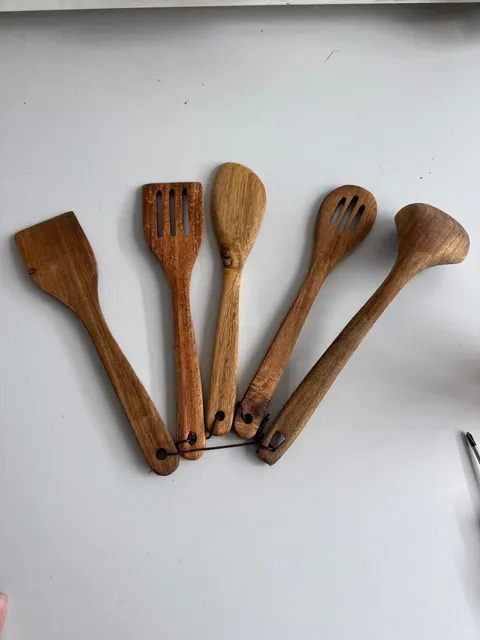 Holzlöffel 5er Set 7x30 cm für Kochen und Rühren, Küchenutensilien Xuhong &ndash; Bild 5