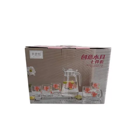 Wasserkrug Glas 1,3 L mit Deckel + 6 Trinkbecher 260 ml Set grau getönt – Bild 12