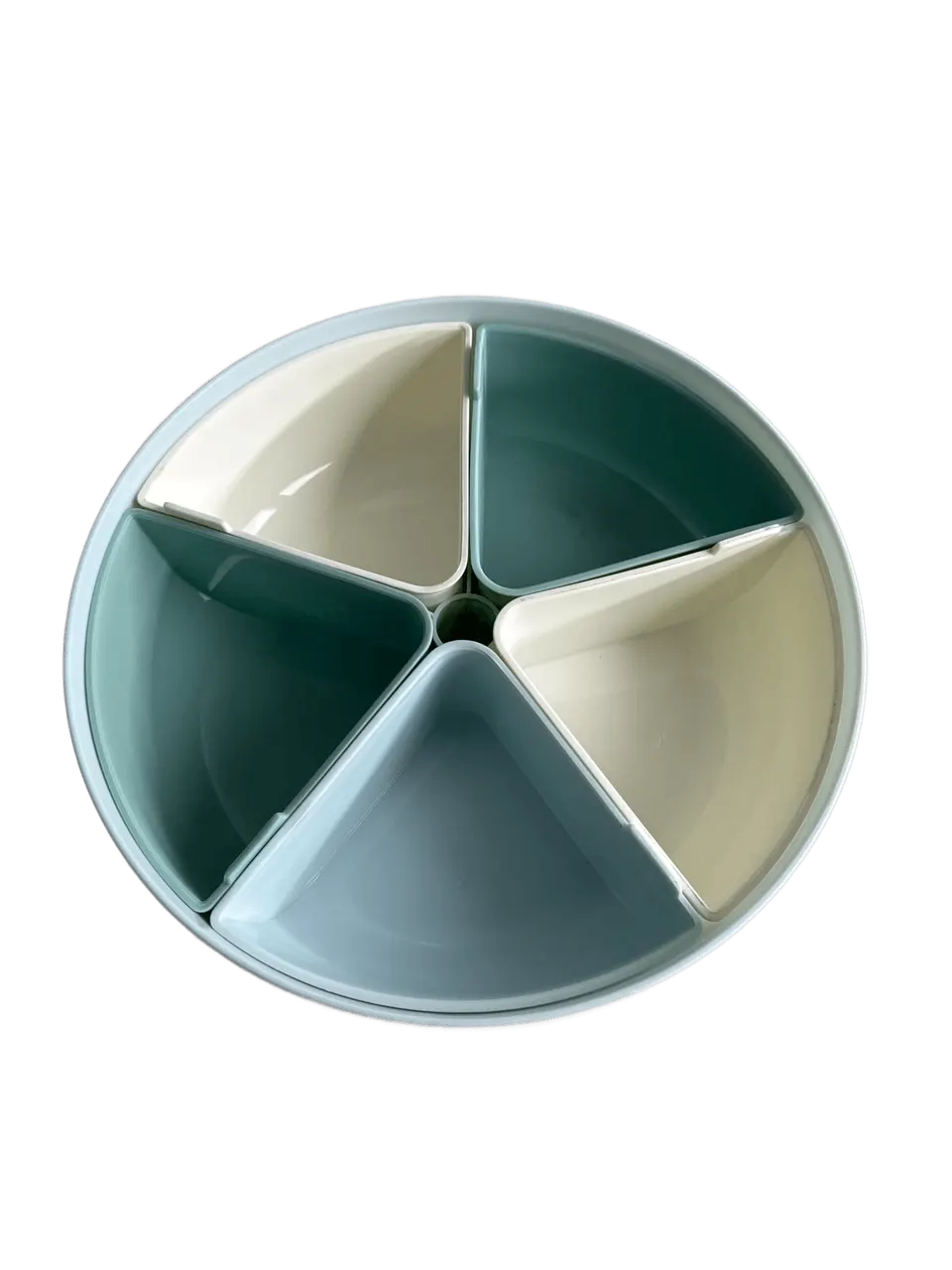 Servierplatte rund 5 Fächer Snackschale mit Deckel Blau 28,5 cm Kunststoff