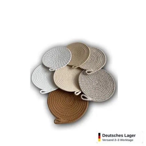 Topfuntersetzer 7er Set rund 20 cm geflochten Küche Tisch Untersetzer Schlaufe – Bild 3