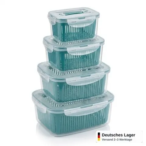 Frischhaltedosen 5er Set Xani Vorratsdosen mit Deckel Abtropfeinsatz stapelbar
