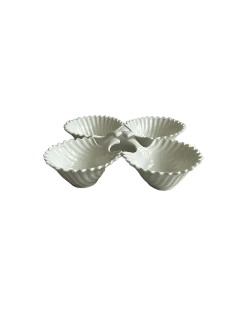 Keramik Snackschalen 4er Set Blattform Weiß Xani Dipschalen Servierschalen Deko – Bild 5