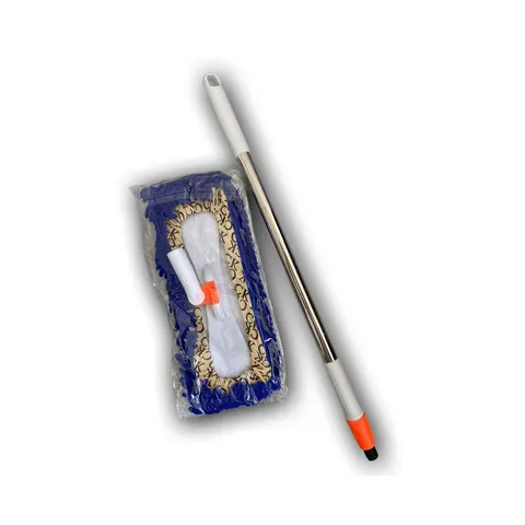 Wischmopp mit Stiel Mikrofaser Bodenwischer flach Blau Bodenmopp Metallstiel LJW