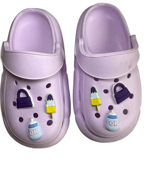 Xani Kinder Clogs EVA Flieder mit Charms Gartenschuhe Badeschuhe Hausschuhe – Bild 7