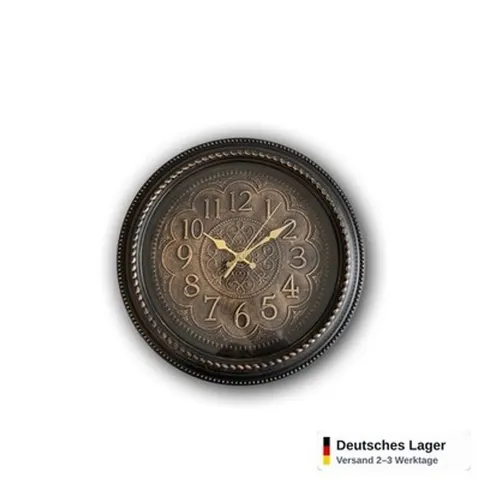Wanduhr Vintage 35cm Bronze Antik Wohnzimmer Lautlos Quarz Schleichend Deko – Bild 7