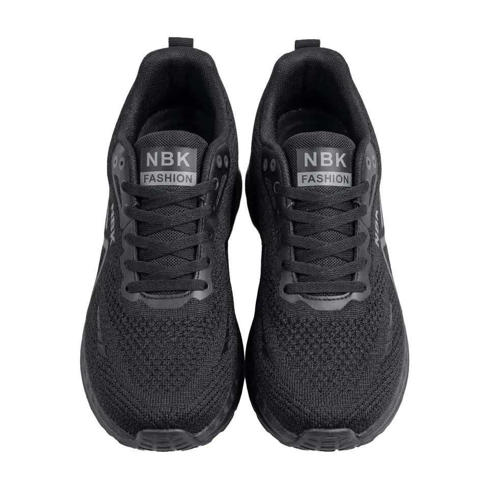 Sneaker NBK All Black Edition Schwarz Sportschuhe Mesh atmungsaktiv Dämpfung