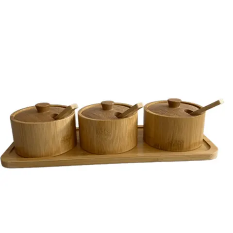 Gewürzbehälter Holz 3er Set Xani mit Dosierlöffel Gewürzdosen für Kräuter Tee