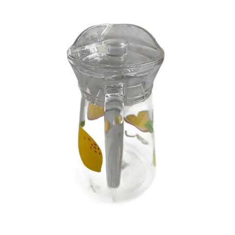 Wasserkrug Glas 1,3 L mit Deckel + 6 Trinkbecher 260 ml Set Zitronen-Motiv – Bild 9