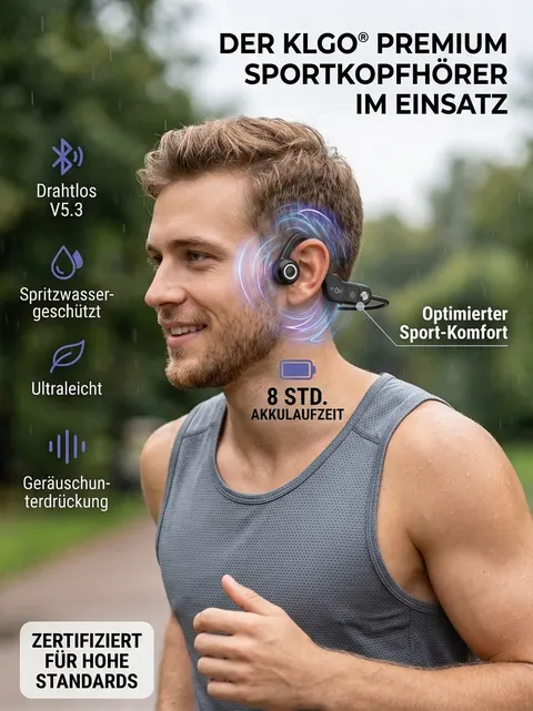 Bluetooth Kopfhörer Sport Nackenbügel Air Conduction Bluetooth 5.3 8h Akku KLGO