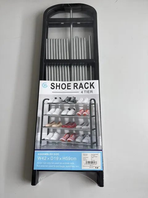 Schuhregal 4 Ebenen 42 x 19 x 59 cm Schwarz Schuhablage zum Stecken Yuan Heng &ndash; Bild 6