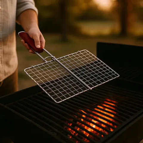Grillrost 3er Set 28x21 cm Edelstahl Klappgriff BBQ Ersatzrost Holzkohlegrill – Bild 7