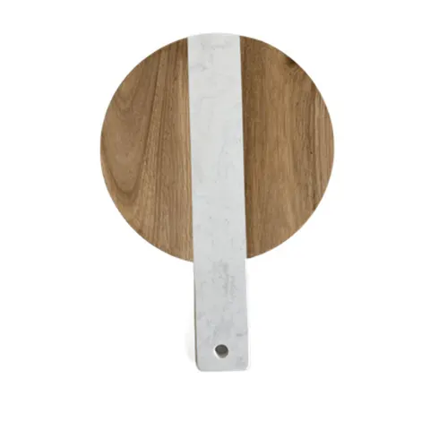 Schneidebrett rund Marmor Optik Holz Käsebrett Servierbrett Küche – Bild 5