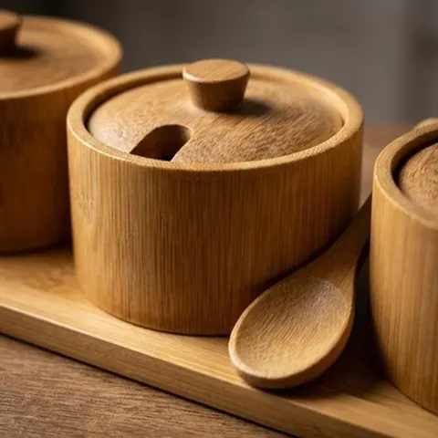 Gewürzbehälter Holz 3er Set Xani mit Dosierlöffel Gewürzdosen für Kräuter Tee &ndash; Bild 3