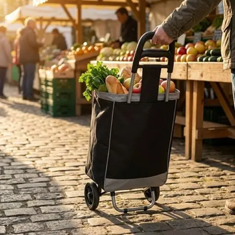 Einkaufstrolley klappbar Xani Einkaufsroller 2 Räder Polyester Stahl 5 Farben – Bild 3