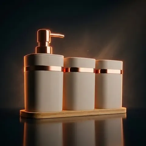 Badezimmer Zubehör Set 3-teilig Kunststoff Badzubehör Mehrfarbig Mei Qi Xani &ndash; Bild 3