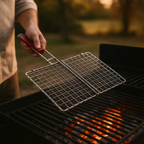 Grillrost 3er Set 28x21 cm Edelstahl Klappgriff BBQ Ersatzrost Holzkohlegrill – Bild 9