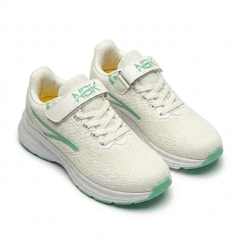 NBK Kinder Sneaker Klettverschluss Mesh leicht Sportschuh Schwarz Weiß/Mint – Bild 4