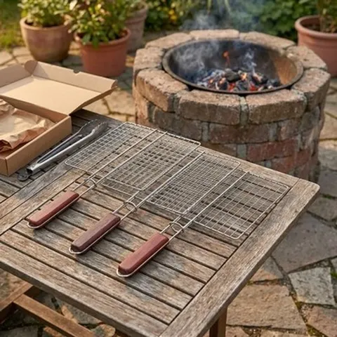 Grillrost 3er Set 28x21 cm Edelstahl Klappgriff BBQ Ersatzrost Holzkohlegrill – Bild 4