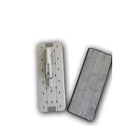Wischmop Set mit Eimer Flachwischer mit Wischbezug Grau Bodenwischer Wischmopp