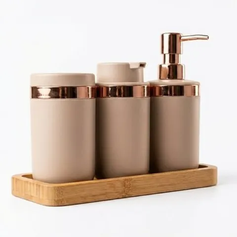 Badezimmer Zubehör Set 3-teilig Kunststoff Badzubehör Mehrfarbig Mei Qi Xani